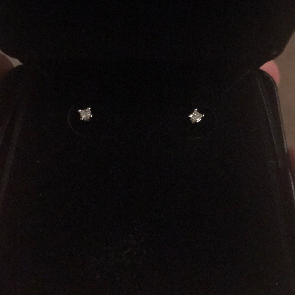 COPY - 14k white gold princess-cut diamond earrin…